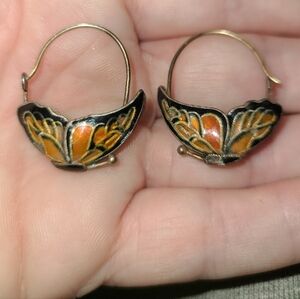 Vintage Butterfly Hoop Earrings